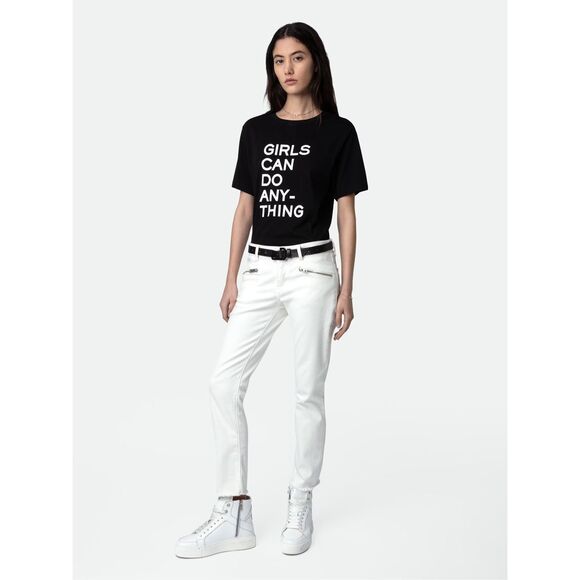 Zadig & Voltaire Ava Denim Straight Slim Fray Ankle Jeans Judo White Size 26 - Picture 1 of 10
